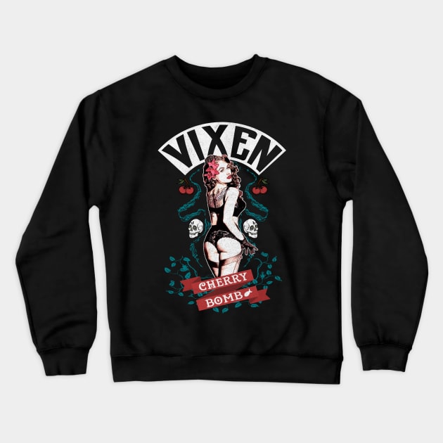 Cherry Bomb Vixen Crewneck Sweatshirt by deerokone